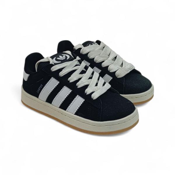 Adidas Campus Siyah Beyaz Kauçuk Taban Deri Tozu Çocuk Spor