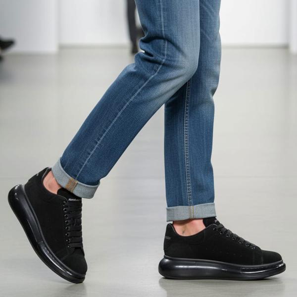 Alexander McQuuen Siyah Süet Şeffaf Taban Siyah