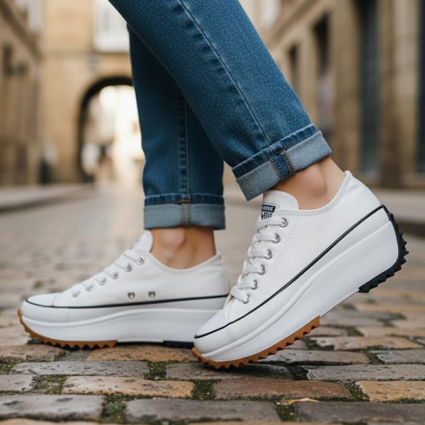 Converse Beyaz Beyaz Kısa Kalın Taban