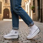 Converse Beyaz Beyaz Uzun Kalın Kauçuk Taban