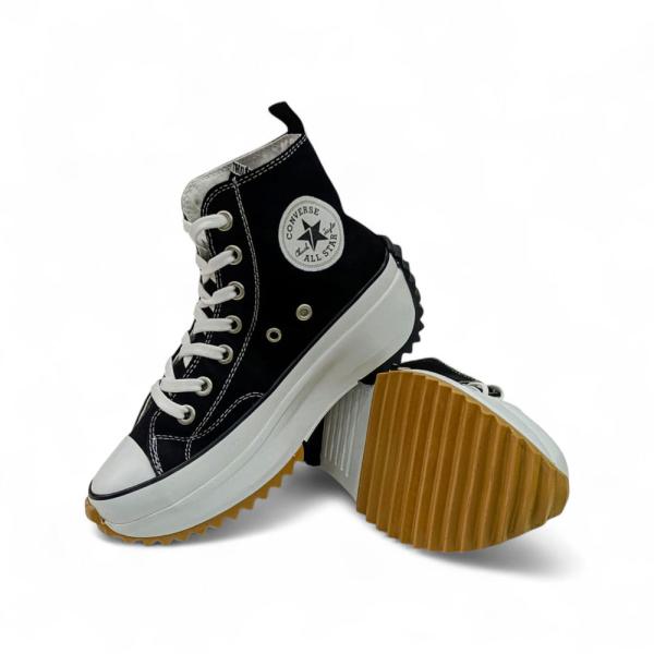 Converse Beyaz Siyah Uzun Kalın Kauçuk Taban