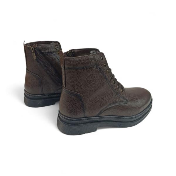 Kahve Önden Bağcıklı Yandan Fermuarlı Hakiki Deri Erkek Bot