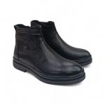 Siyah Yandan Fermuarlı Hakiki Deri Erkek Bot