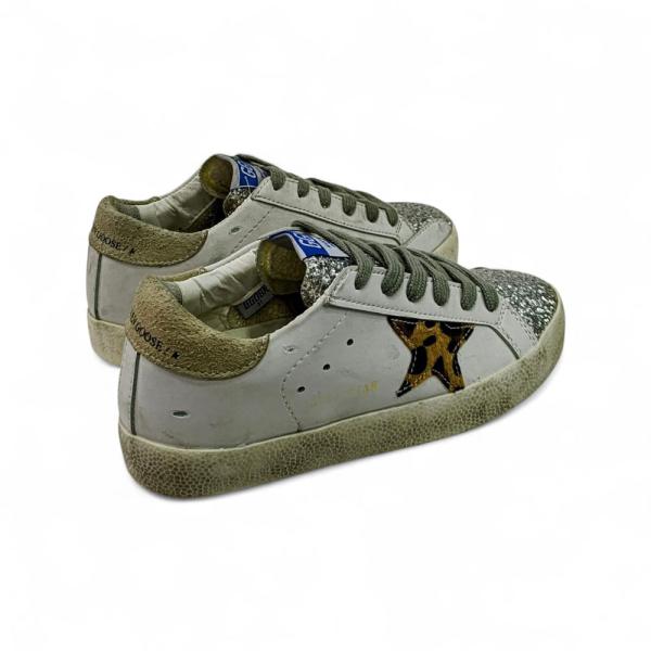 Golden Goose Super Star Beyaz Leopar Gri