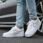 Nike Air Force Beyaz Siyah Kırışık Deri