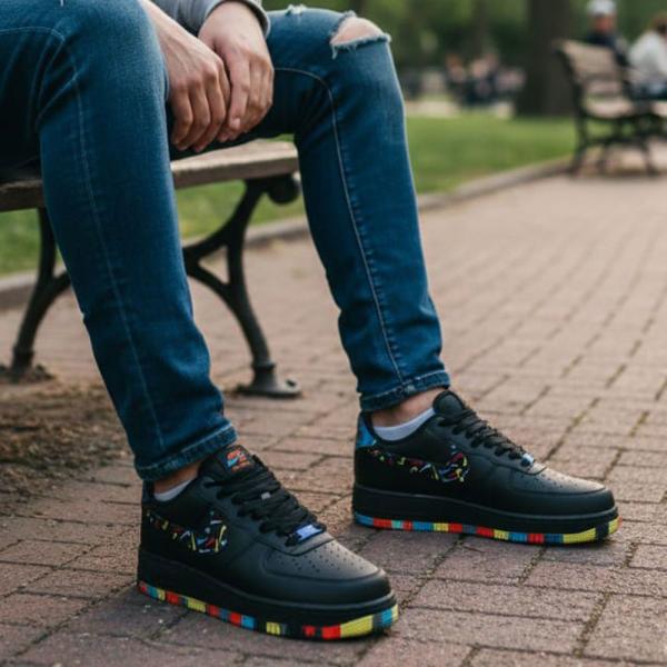 Air Force Renkli Taban Cilt Siyah