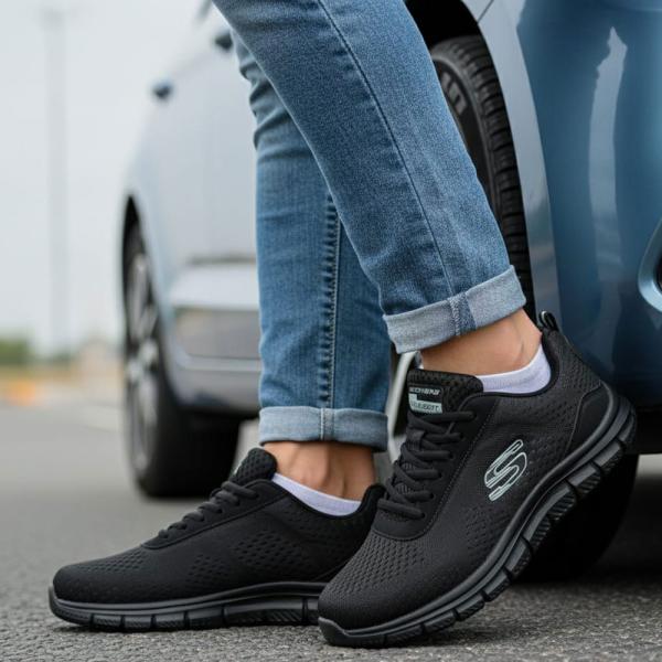 Skechers Air File Siyah Taban Siyah Siyah