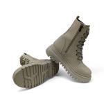 Bej Bağcıklı Yandan Fermuarlı Sıcak Astarlı Kadın Bot