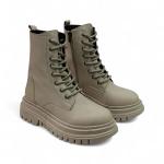 Bej Bağcıklı Yandan Fermuarlı Sıcak Astarlı Kadın Bot