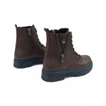 Kahve Fermuar Bağcık Detaylı Kadın Bot