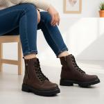 Kahve Fermuar Bağcık Detaylı Kadın Bot