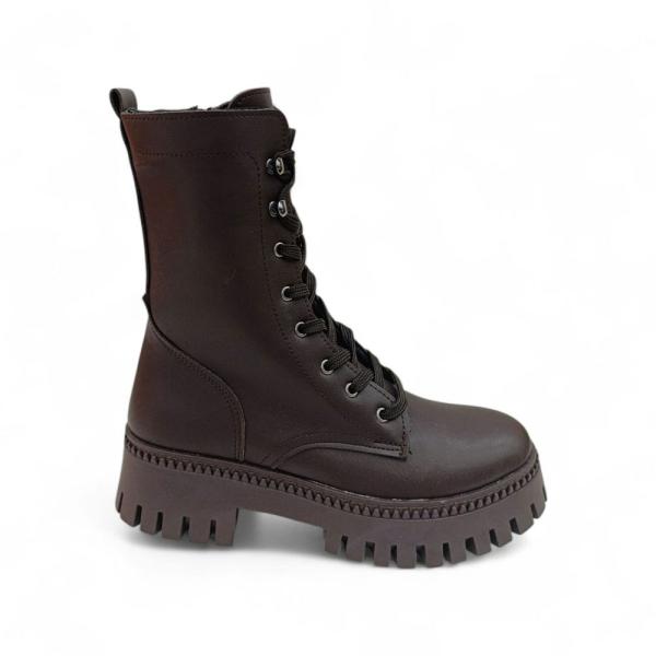 Siyah Bağcıklı Yandan Fermuarlı Termo Taban Kadın Postal