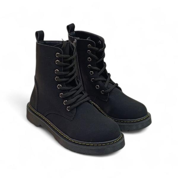 Siyah Bağcıklı Yandan Fermuarlı Kadın Bot