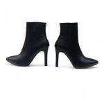 Siyah Siyah Yandan Fermuarlı İnci Topuklu Kadın Bot