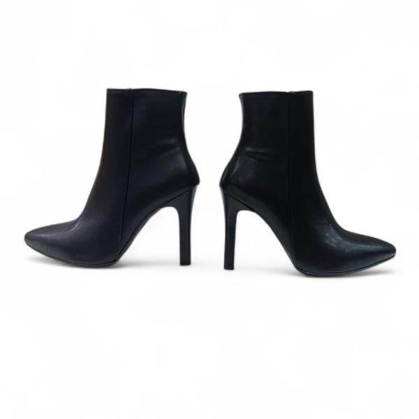 Siyah Siyah Yandan Fermuarlı İnci Topuklu Kadın Bot