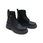 Siyah Kemer Bağcıkl Detaylı Yandan Fermuarlı Kadın Kısa Bot