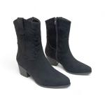 Siyah Süet Yandan Fermuarlı  Kadın Kovboy bot