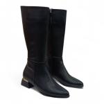 Siyah Yandan Fermuarlı Sivri Burun Topuklu Kadın Çizme