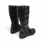 Siyah Toka Detaylı Yandan Fermuarlı Kadın Çizme