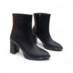 Siyah Yandan Fermuarlı Kadın Topuklu Bot