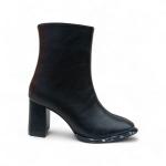 Siyah Yandan Fermuarlı Kadın Topuklu Bot