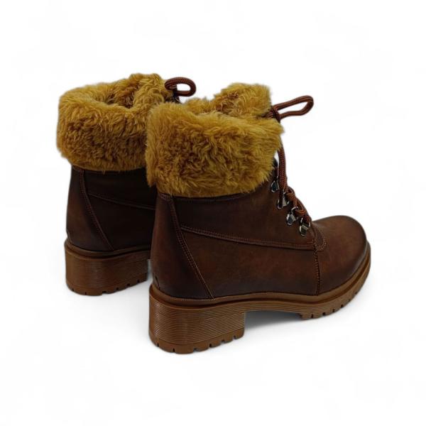 Taba İçi Kürklü Bağcıklı Kısa Topuklu Kadın Bot