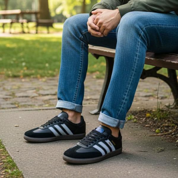 Adidas Samba Siyah Cilt Siyah Beyaz Eva Taban