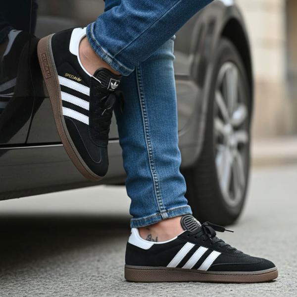 Adidas Spezial Siyah Beyaz Nubuk Kauçuk Taban