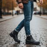 Siyah Hakiki Deri Erkek Chelsea Bot