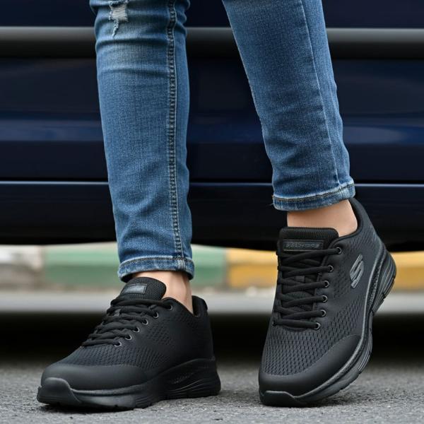 Skechers Air File Siyah Siyah