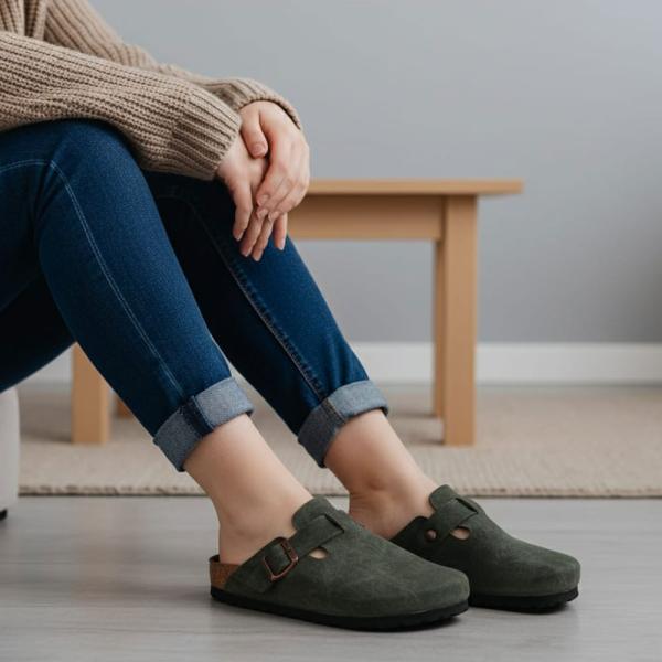 Birkenstock Haki Toka Detaylı Kapalı Kışlık Terlik