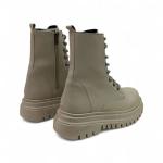 Bej Bağcıklı Yandan Fermuarlı Sıcak Astarlı Kadın Bot