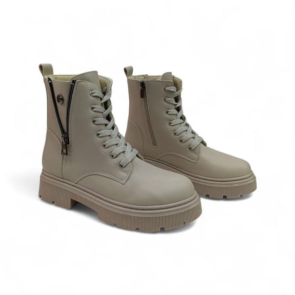 Bej Fermuar Bağcık Detaylı Kadın Bot