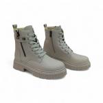 Bej Kemer Bağcıkl Detaylı Yandan Fermuarlı Kadın Kısa Bot