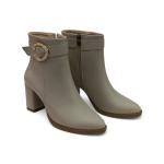 Bej Toka Detaylı Yandan Fermuarlı Kalın Topuklu Kadın Bot