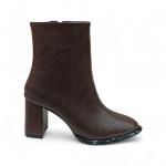 Kahve Yandan Fermuarlı Kadın Topuklu Bot