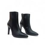 Siyah Siyah Yandan Fermuarlı İnci Topuklu Kadın Bot