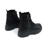 Siyah Kemer Bağcıkl Detaylı Yandan Fermuarlı Kadın Kısa Bot