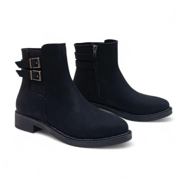 Siyah Süet Toka Detaylı Yandan Fermuarlı Kadın Bot