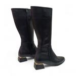 Siyah Yandan Fermuarlı Sivri Burun Topuklu Kadın Çizme