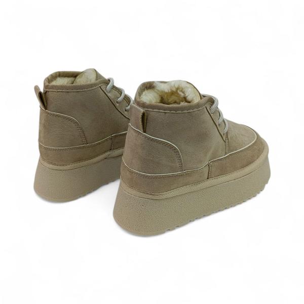 UGG Bej Yüksek Taban Bağcıklı Kadın Bot